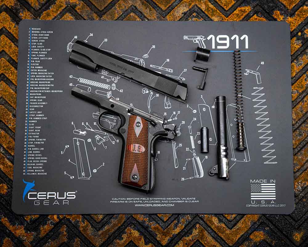 1911 Schematic Handgun Mat