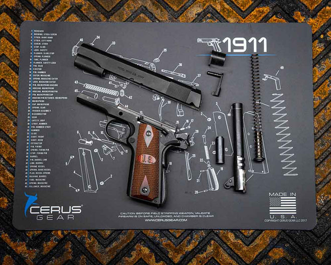 1911 Schematic Handgun Mat