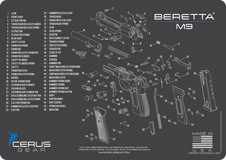 Beretta® M9 Schematic Handgun Mat