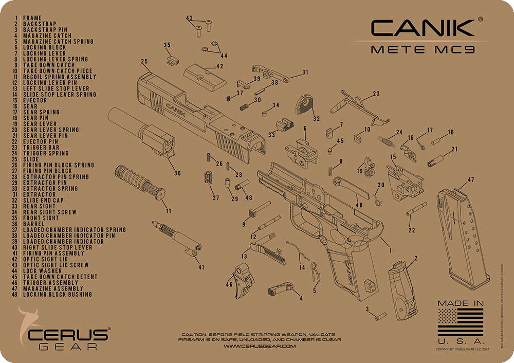 Canik® METE MC9 Schematic Handgun Mat