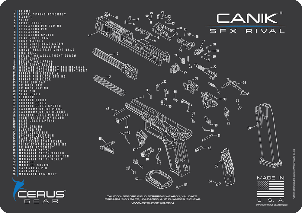 Canik® SFX Rival Schematic Handgun Mat