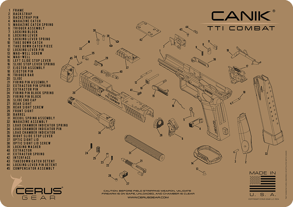 Canik® TTI Combat Schematic Handgun Mat