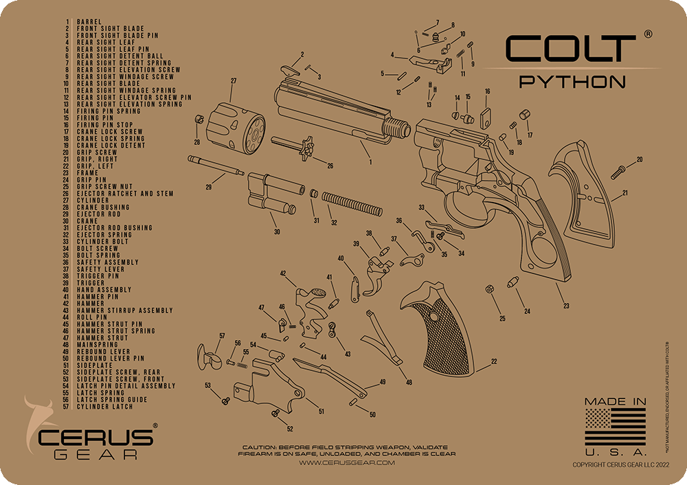 Colt® Python Schematic Handgun Mat