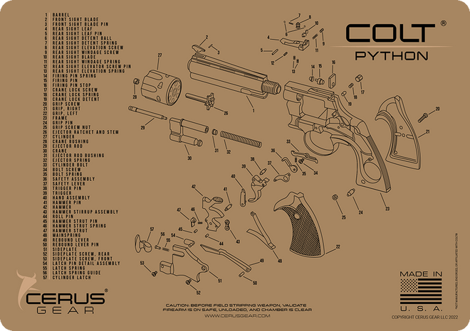 Colt® Python Schematic Handgun Mat