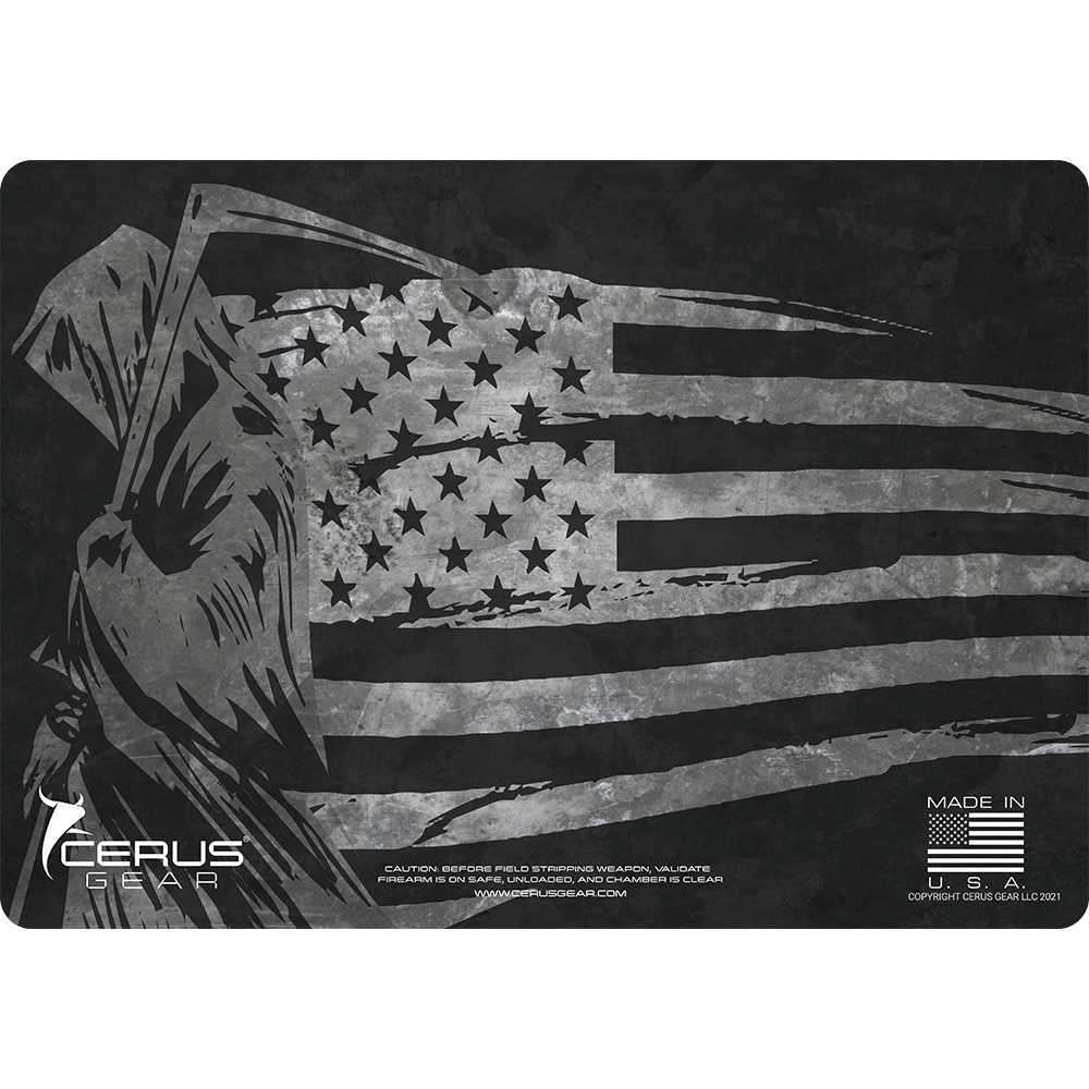 Black and Gray Grim Reaper Flag Handgun Mat
