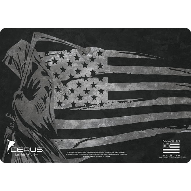 Black and Gray Grim Reaper Flag Handgun Mat