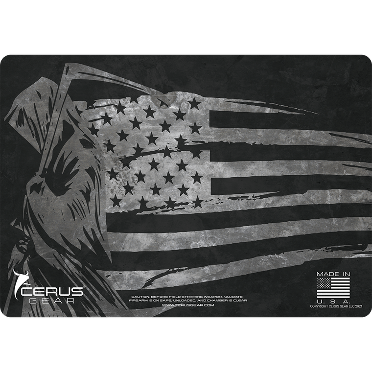 Black and Gray Grim Reaper Flag Handgun Mat