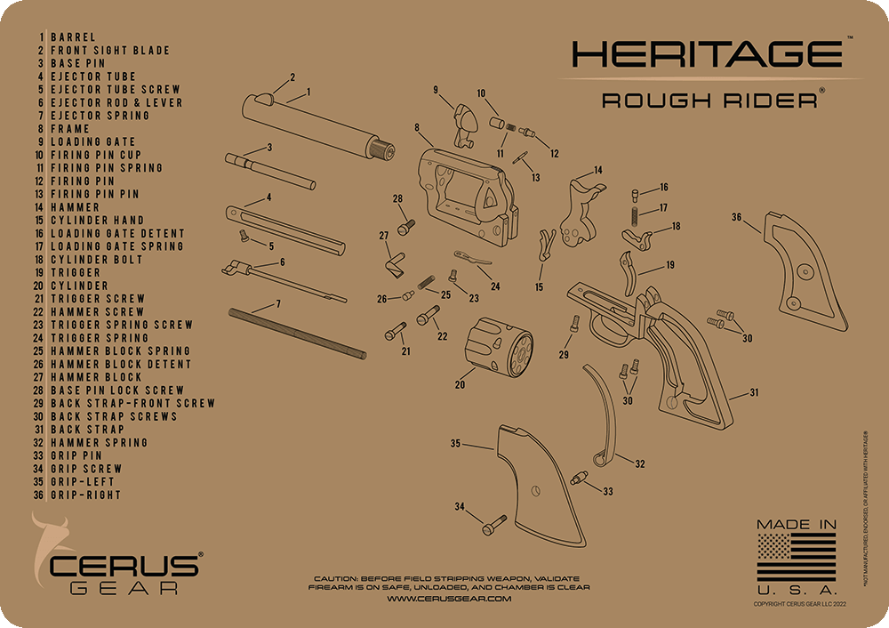 Heritage Rough Rider Schematic Handgun Mat