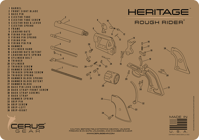 Heritage Rough Rider Schematic Handgun Mat