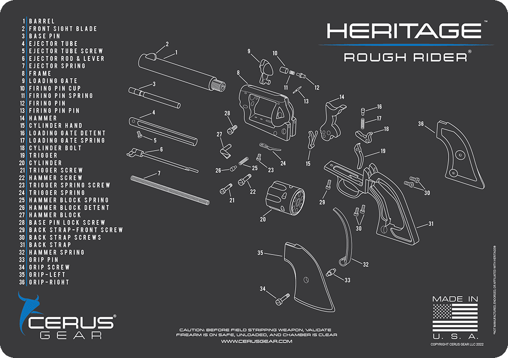 Heritage Rough Rider Schematic Handgun Mat