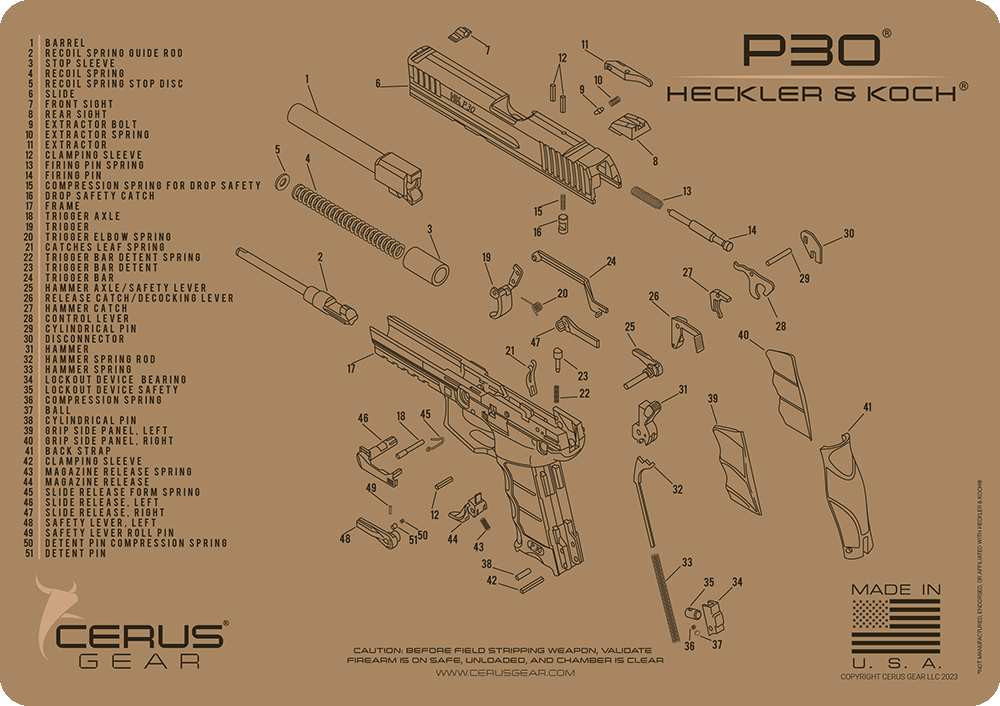 Heckler & Koch® P30® Schematic Handgun Mat