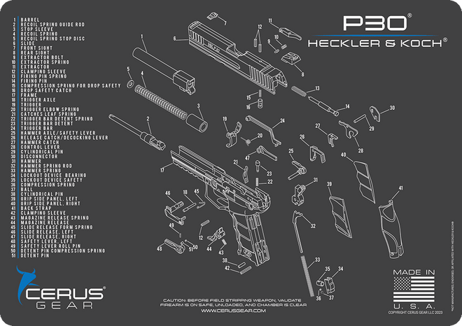 Heckler & Koch® P30® Schematic Handgun Mat