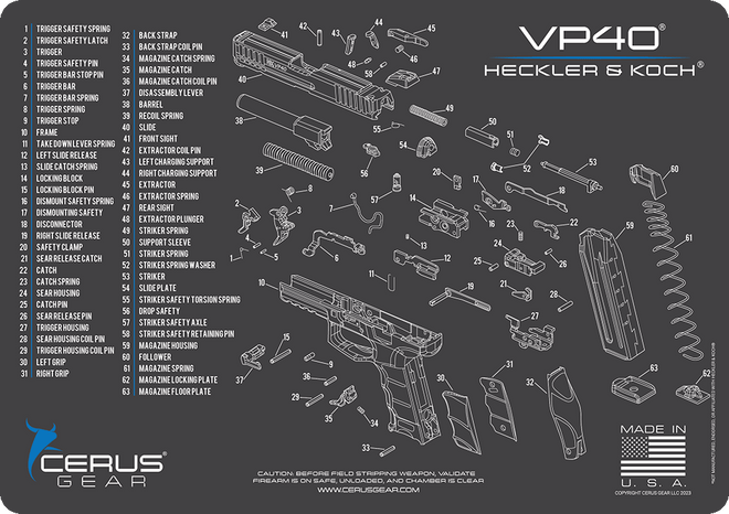 Heckler & Koch® VP40® Schematic Handgun Mat