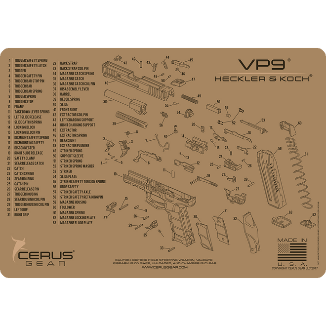 Heckler & Koch® VP9® Schematic Handgun Mat