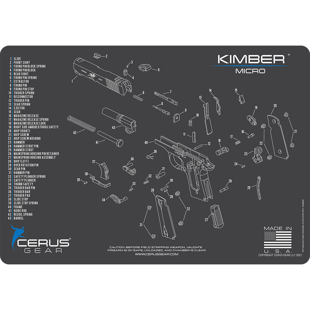 Kimber® Micro Schematic Handgun Mat
