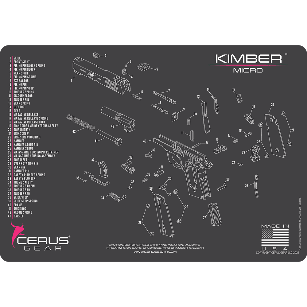 Kimber® Micro Schematic Handgun Mat