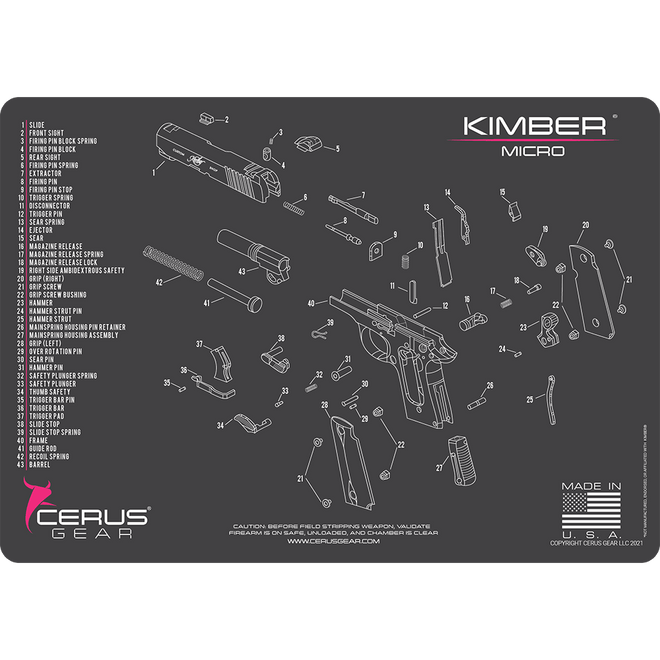 Kimber® Micro Schematic Handgun Mat