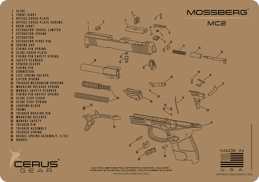 Mossberg MC2c Handgun Schematic Gun Mat