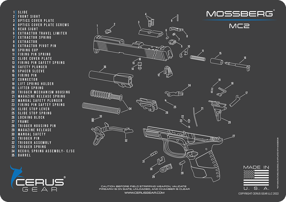Mossberg MC2c Handgun Schematic Gun Mat
