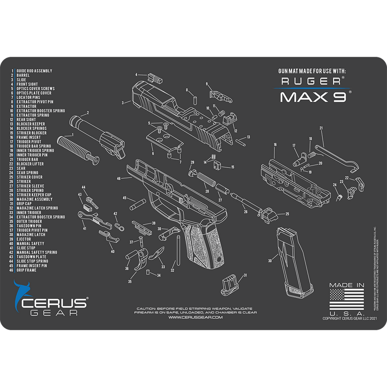 Ruger Max 9® Schematic Handgun Mat