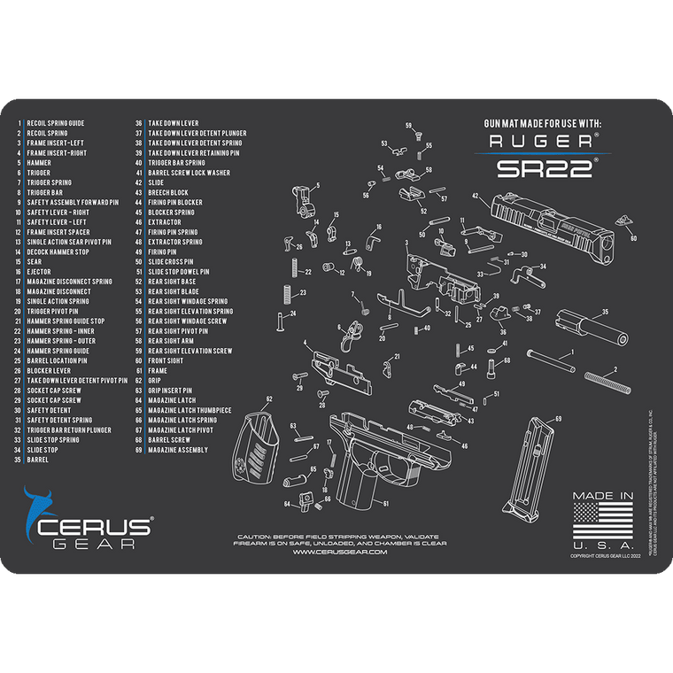 Ruger SR22® Schematic Handgun Mat