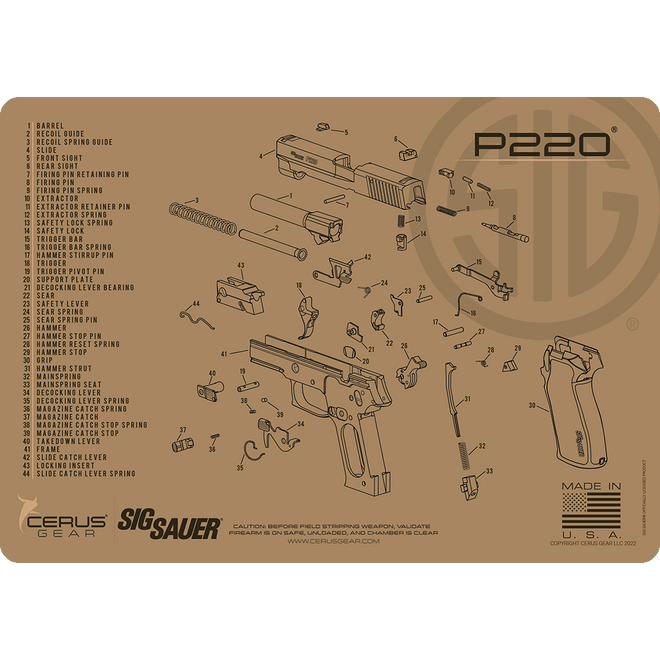 SIG SAUER® P220 Schematic Handgun Mat