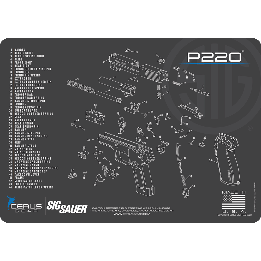 SIG SAUER® P220 Schematic Handgun Mat