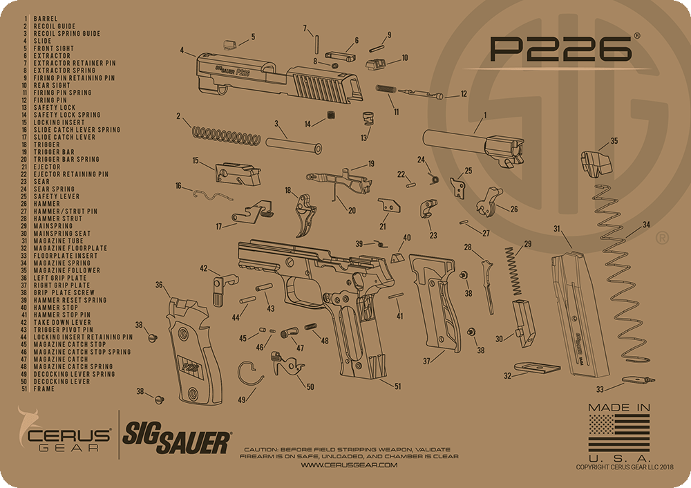 SIG SAUER® P226 Schematic Handgun Mat