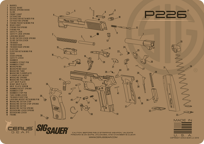 SIG SAUER® P226 Schematic Handgun Mat