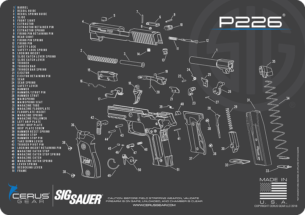 SIG SAUER® P226 Schematic Handgun Mat