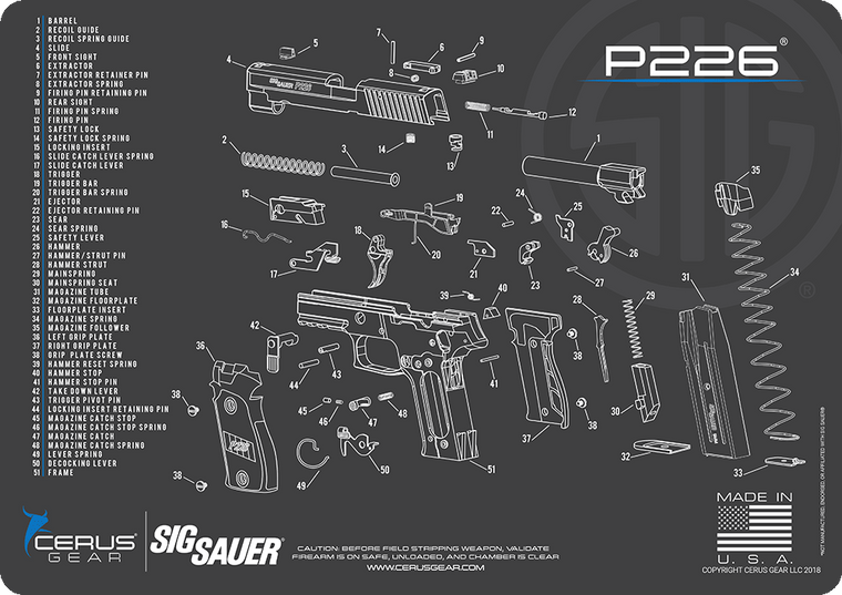 SIG SAUER® P226 Schematic Handgun Mat