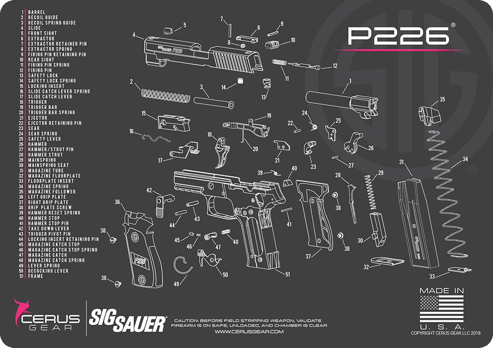SIG SAUER® P226 Schematic Handgun Mat