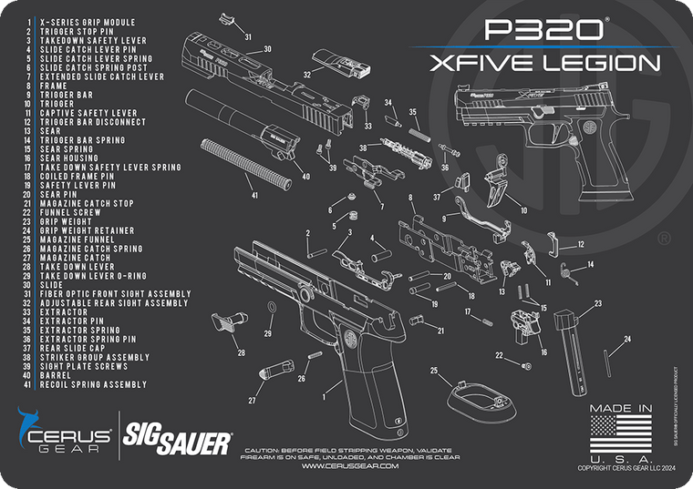 SIG SAUER® P320 X-Five Legion Schematic Handgun Mat