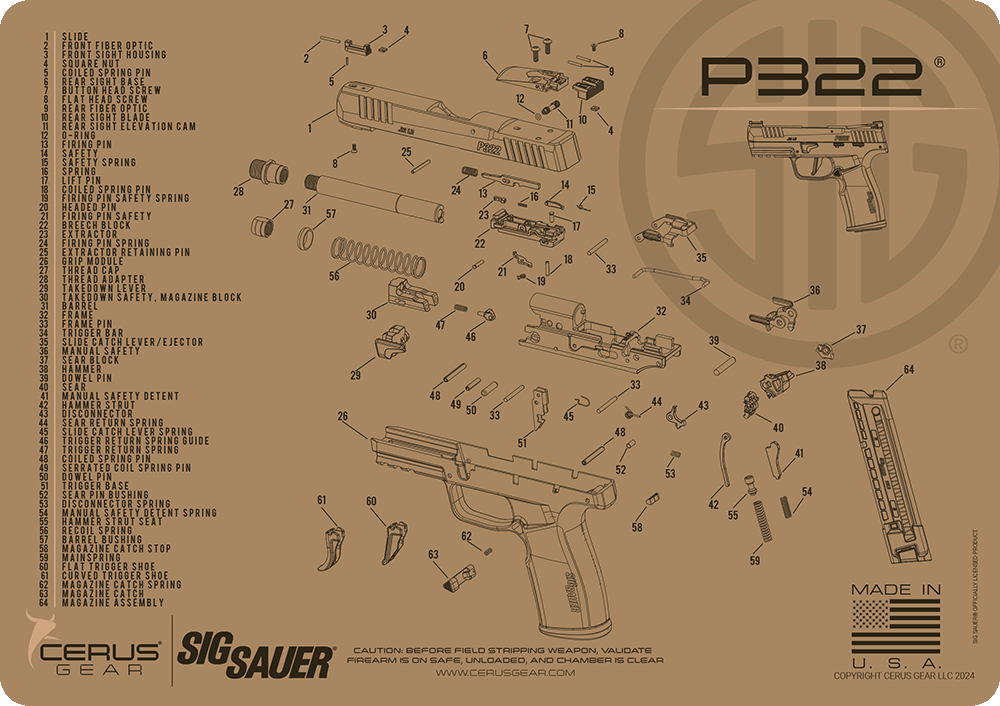 SIG SAUER® P322 Schematic Handgun Mat