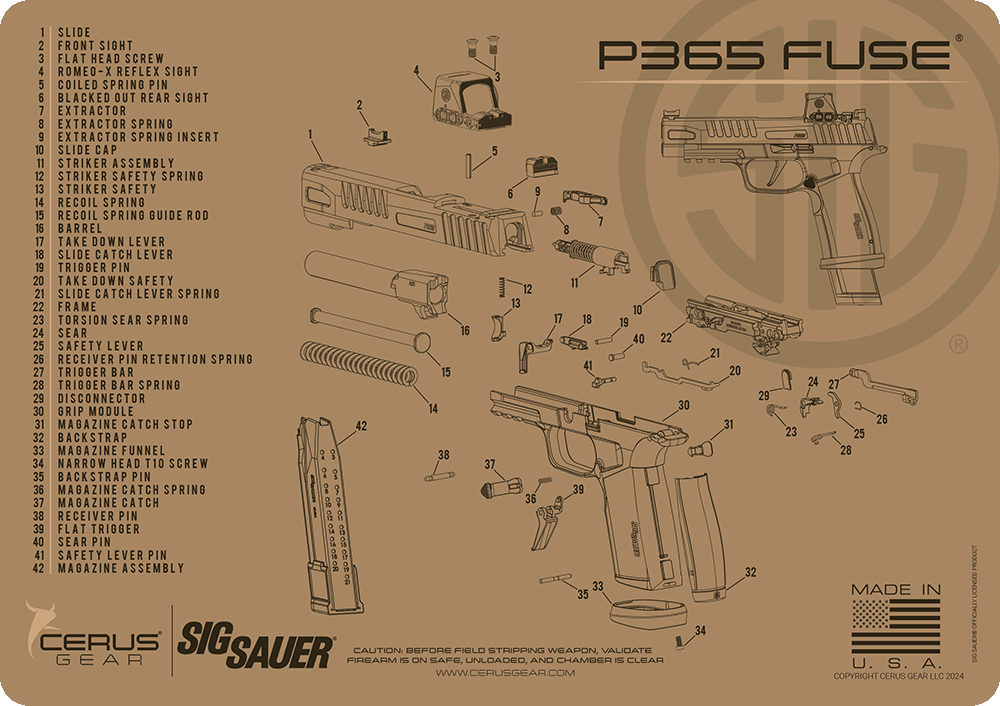 SIG SAUER® P365 Fuse Schematic Handgun Mat
