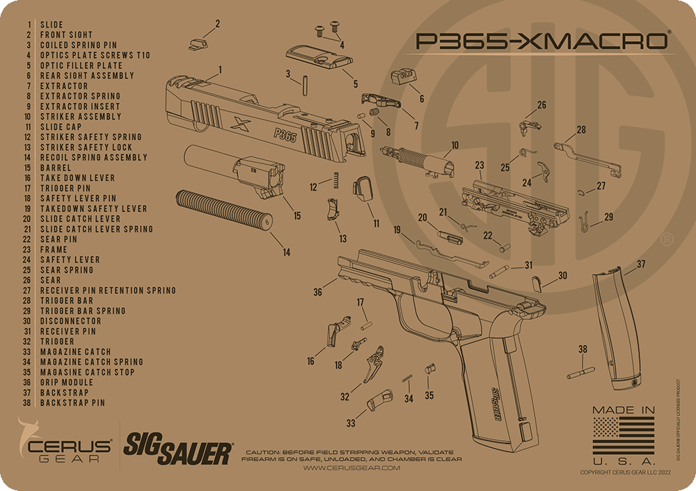 SIG SAUER® P365 XMacro Schematic Handgun Mat