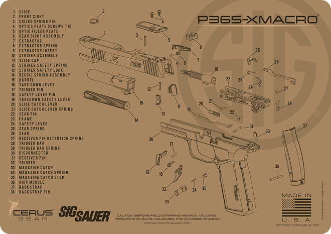 SIG SAUER® P365 XMacro Schematic Handgun Mat