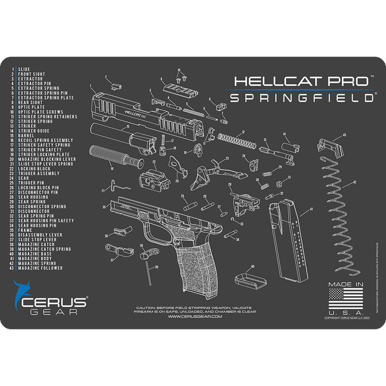 Springfield® Hellcat Pro™ Schematic Handgun Mat
