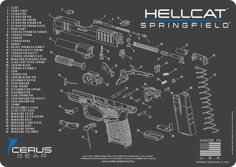 Springfield® Hellcat Schematic Handgun Mat