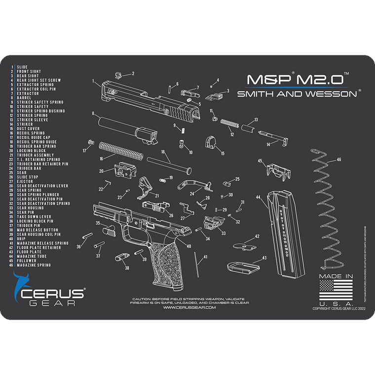 Smith & Wesson® M&P® M2.0 Schematic Handgun Mat