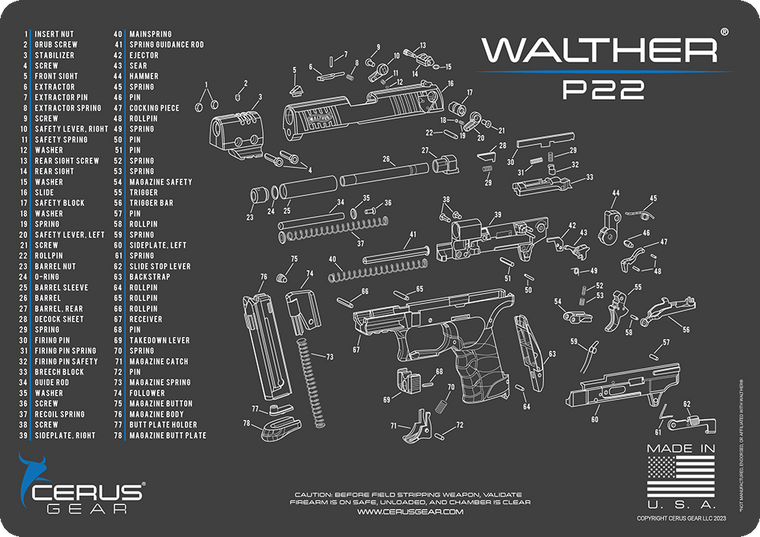 Walther® P22® Schematic Handgun Mat