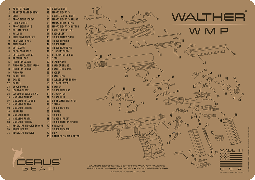 Walther® WMP® Schematic Handgun Mat