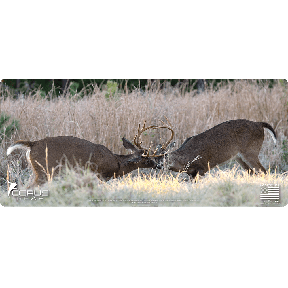 Whitetail Bucks Fighting Wildlife Gun Mat