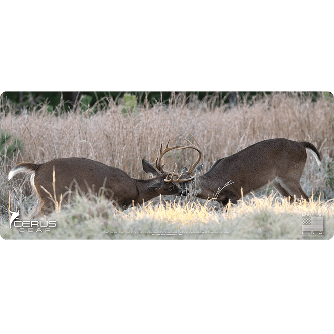 Whitetail Bucks Fighting Wildlife Gun Mat