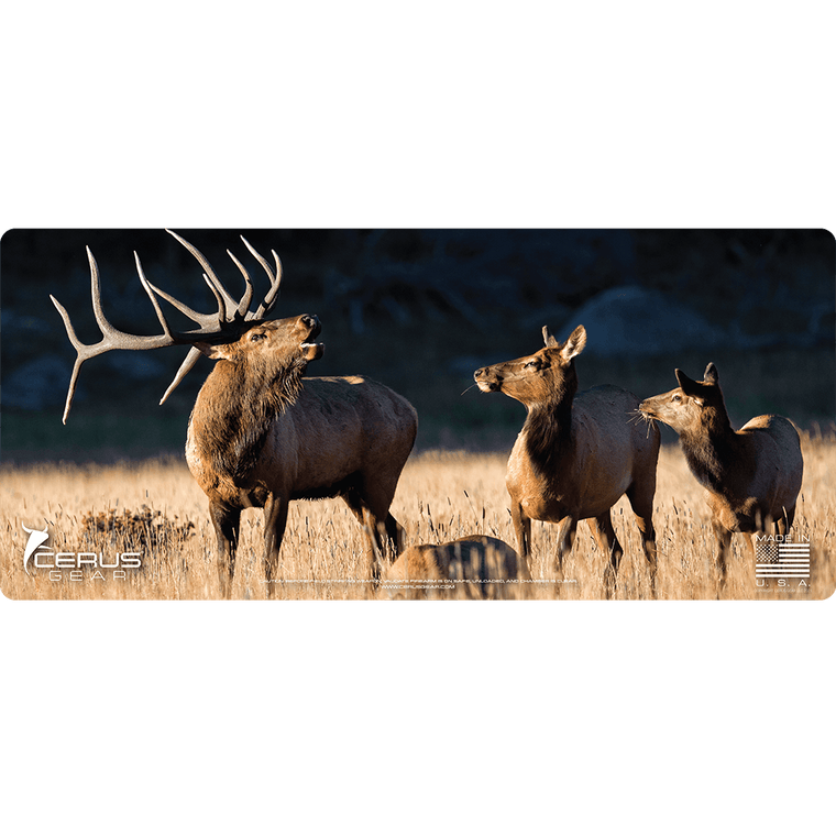 Bull Elk with Herd Wildlife Gun Mat