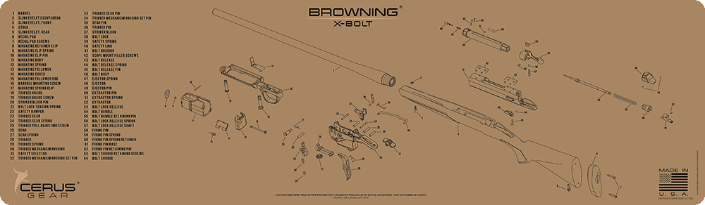 Browning X-Bolt Schematic Magnum Gun Mat
