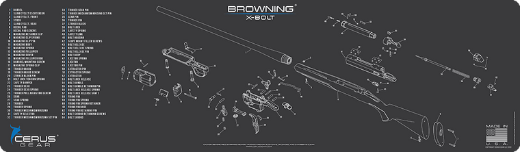 Browning X-Bolt Schematic Magnum Gun Mat