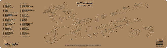 Savage Model 110 Schematic Magnum Gun Mat