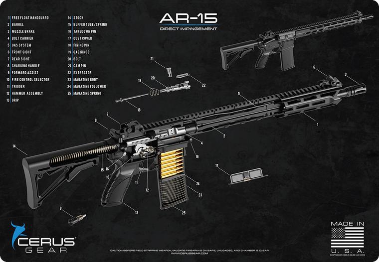 Rendered AR-15 Schematic Bench Mat