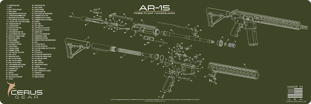 AR-15 Free Float Handguard Schematic Rifle Mat